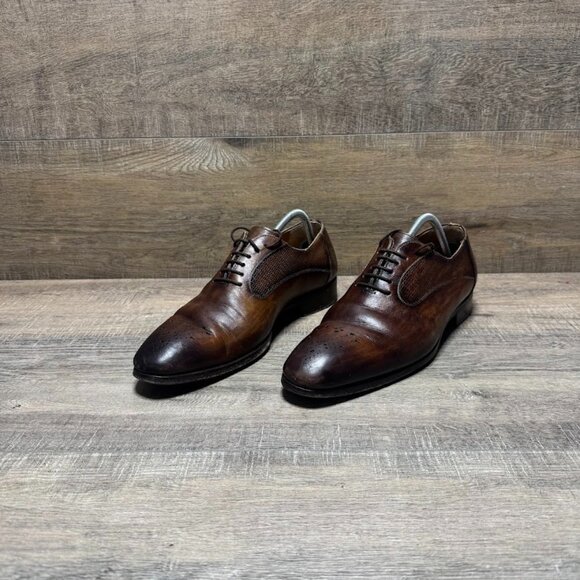 Magnanni Laredo Brown Leather Oxford Shoes Men's Size 9